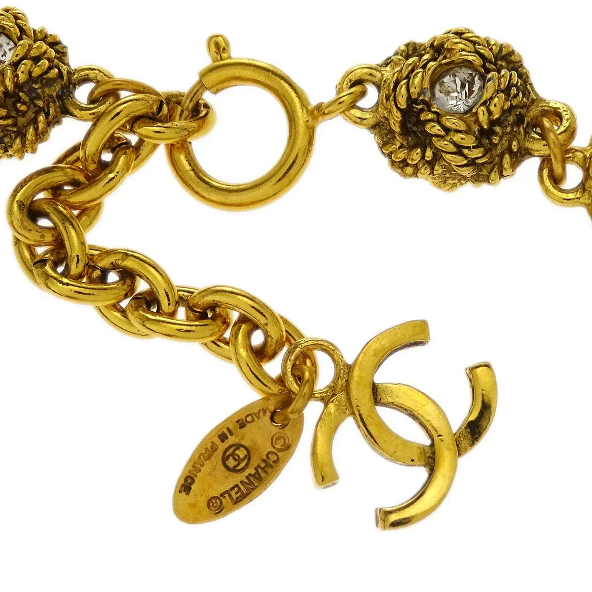 Chanel Chain Necklace Gold Rhinestone
