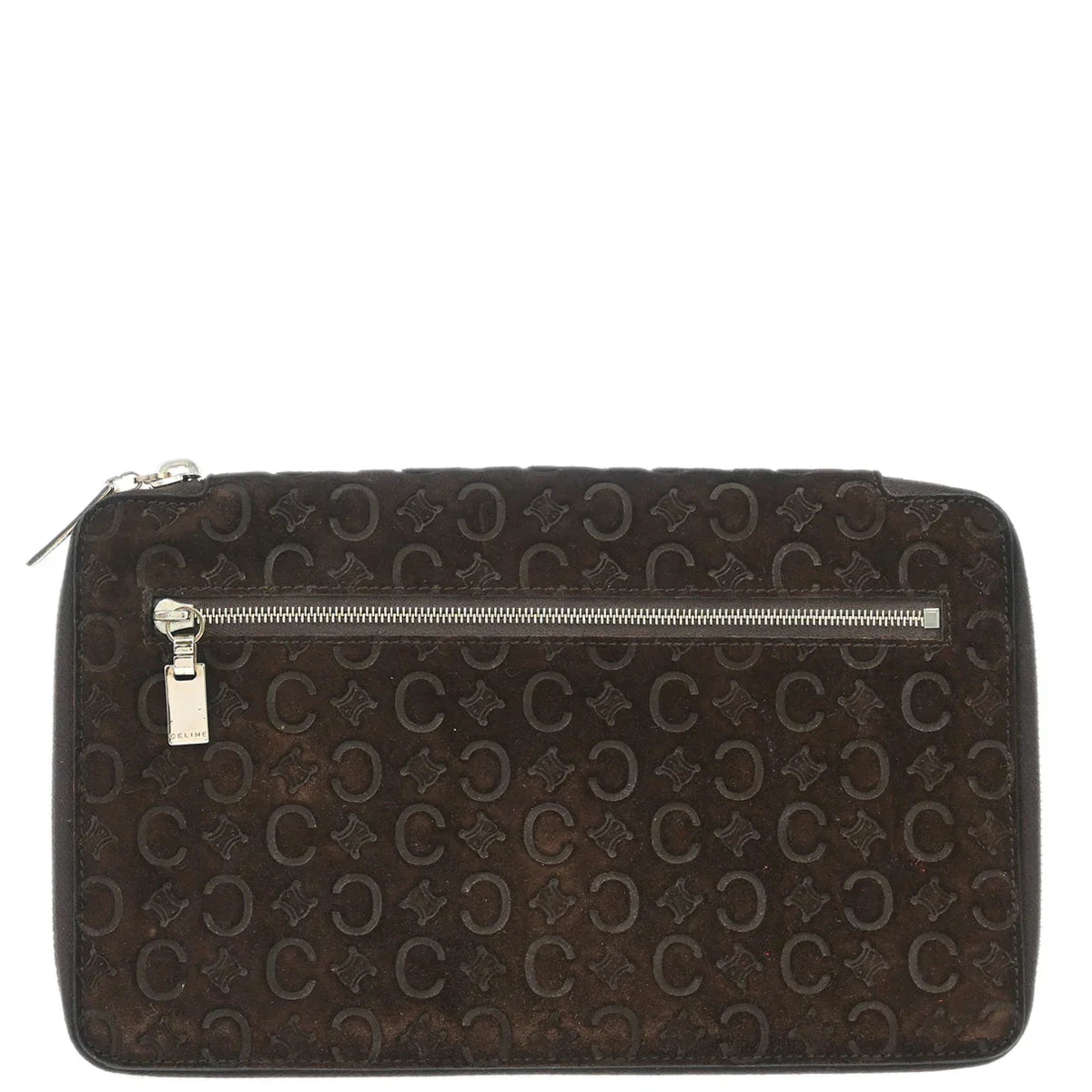 Celine Brown Suede Macadam Pouch Wallet