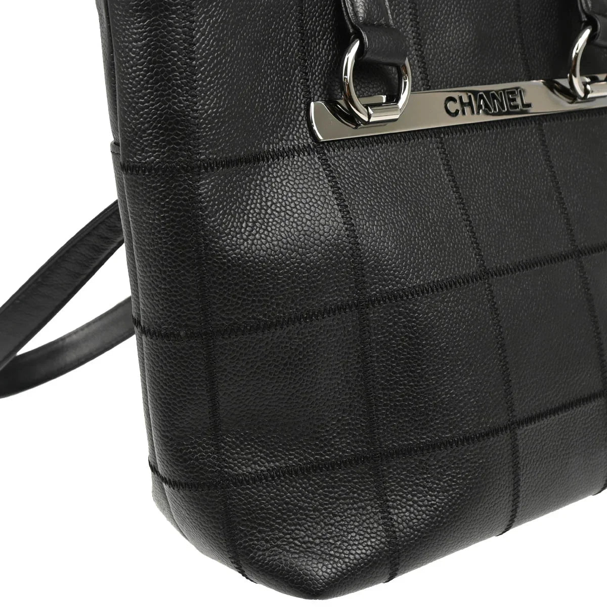 Chanel 2005-2006 Black Caviar Choco Bar Tote Bag