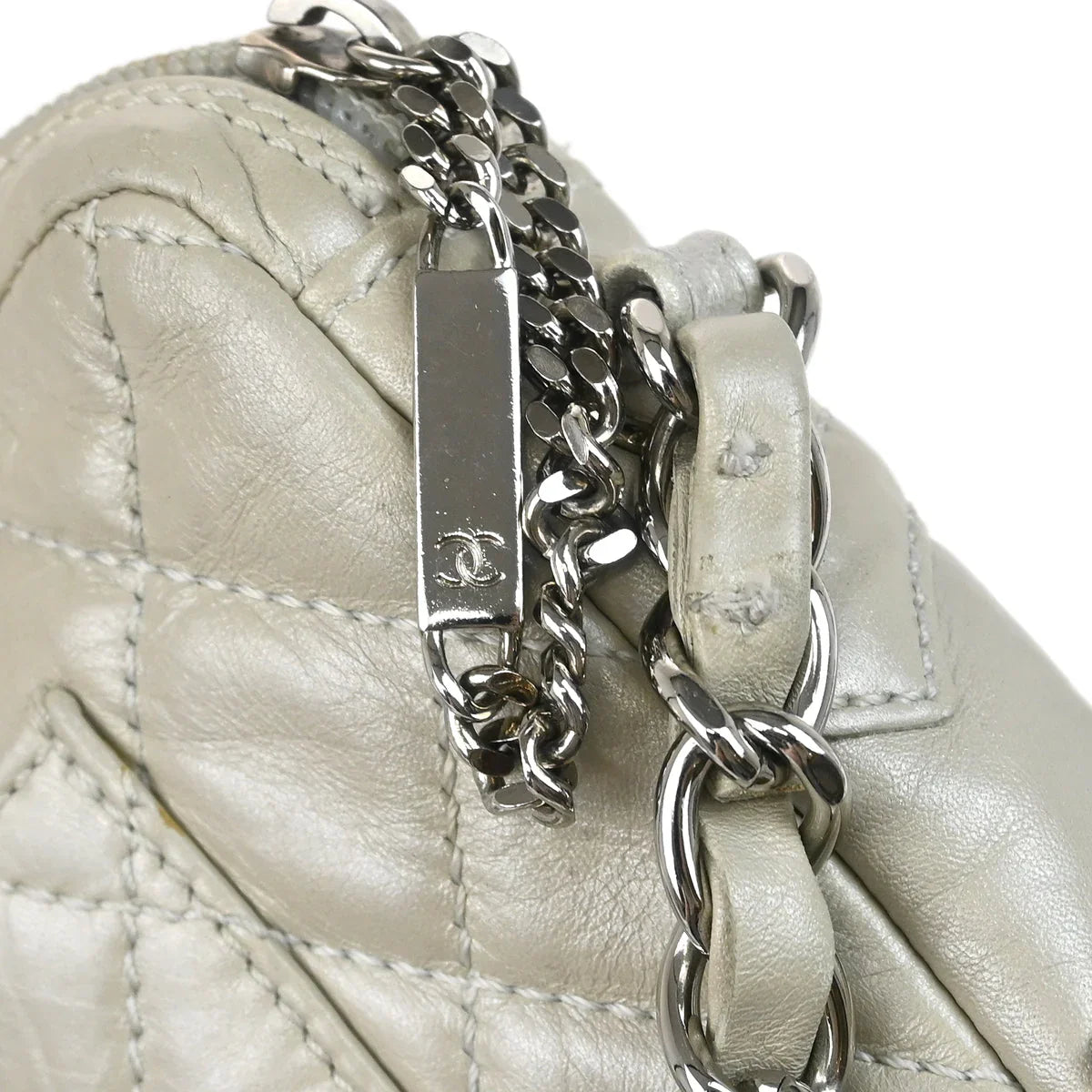 Chanel 2006-2008 Light Gray Calfskin Cambon Ligne Handbag