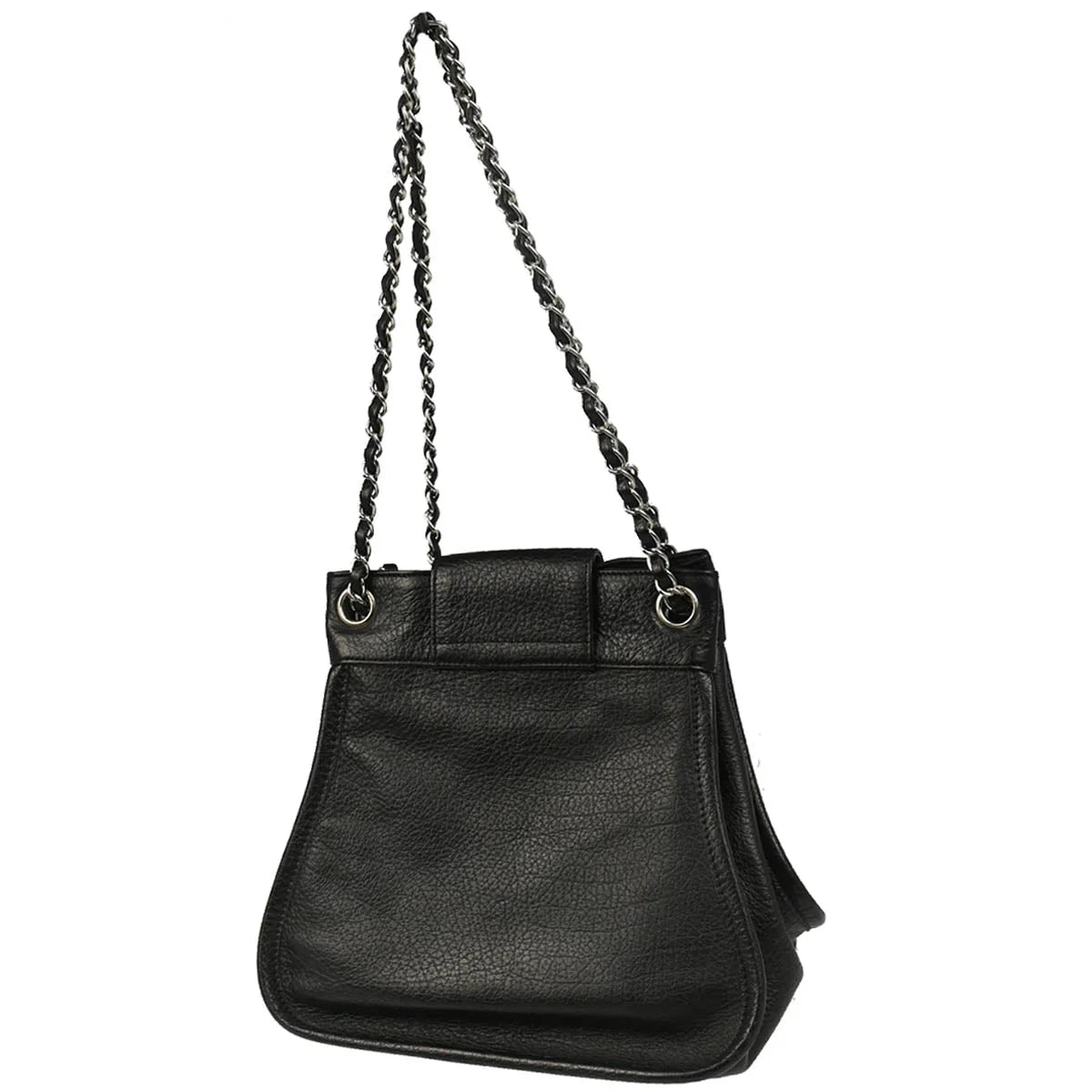 Chanel 2003-2004 Black Calfskin Mademoiselle Lock Chain Shoulder Bag