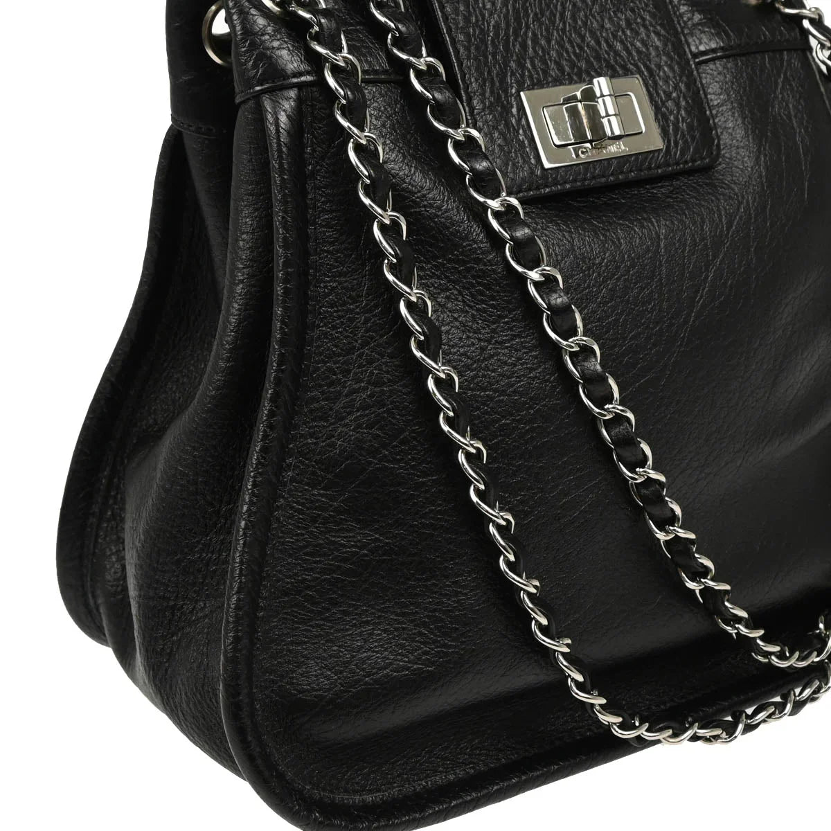 Chanel 2003-2004 Black Calfskin Mademoiselle Lock Chain Shoulder Bag