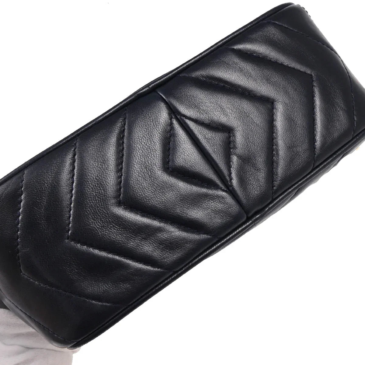 Chanel 1991-1994 Navy Lambskin Chevron Camera Bag Mini