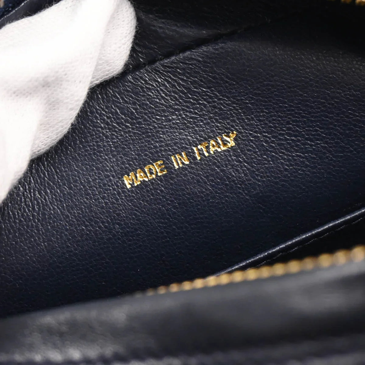 Chanel 1991-1994 Navy Lambskin Chevron Camera Bag Mini