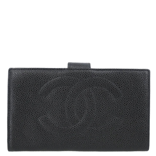 Chanel 1996-1997 Black Caviar Long Bifold Wallet