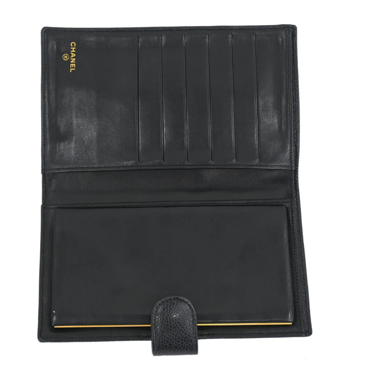 Chanel 1996-1997 Black Caviar Long Bifold Wallet