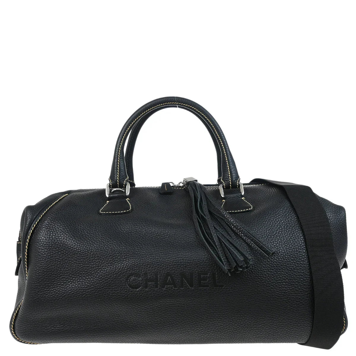 Chanel 2003-2004 Black Calfskin 2way Duffle Handbag