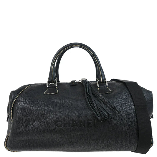 Chanel 2003-2004 Black Calfskin 2way Duffle Handbag