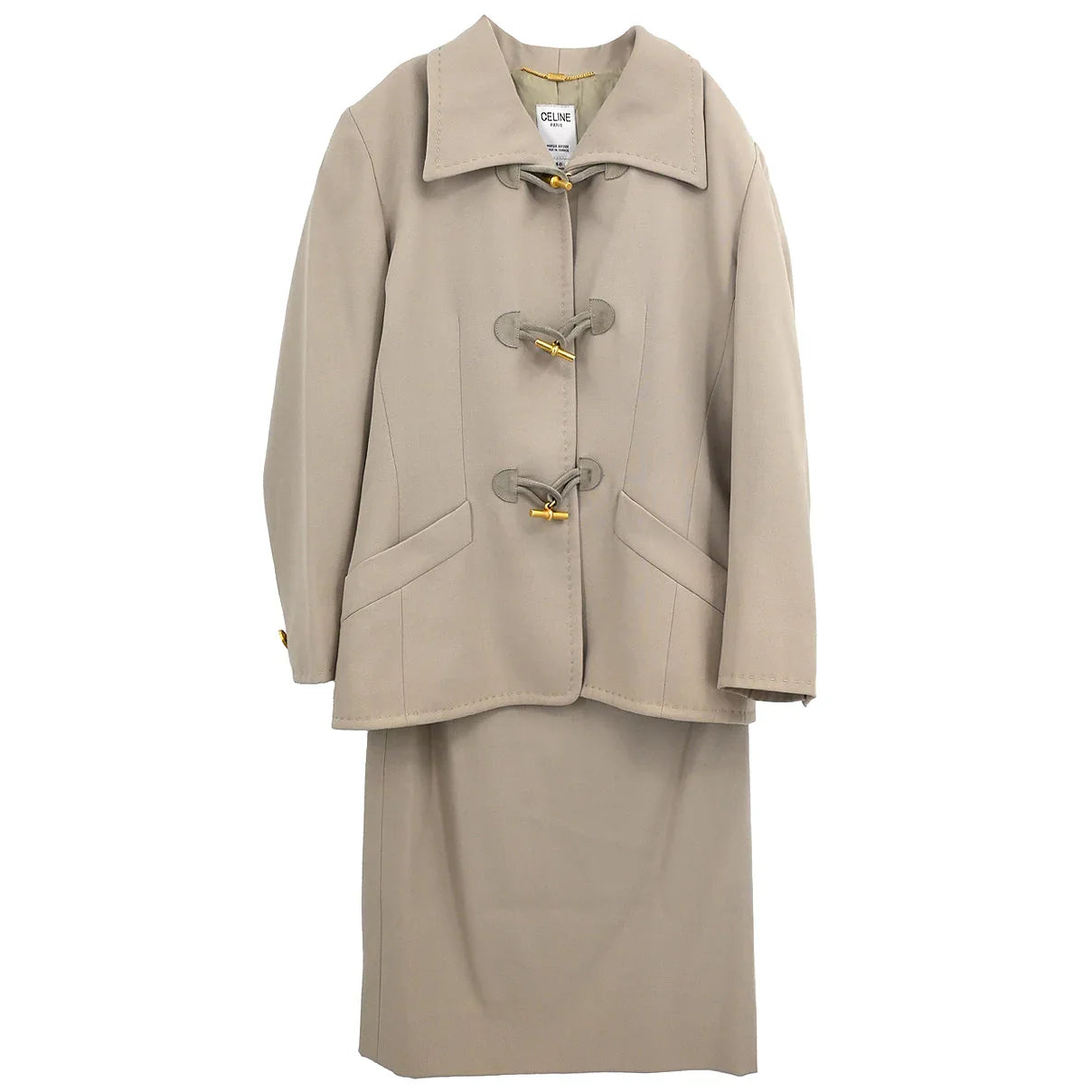 Celine Jacket Skirt Suit Set Beige #40