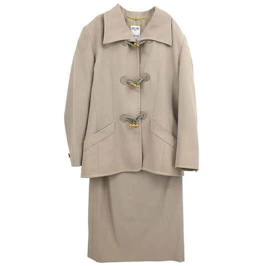 Celine Jacket Skirt Suit Set Beige #40