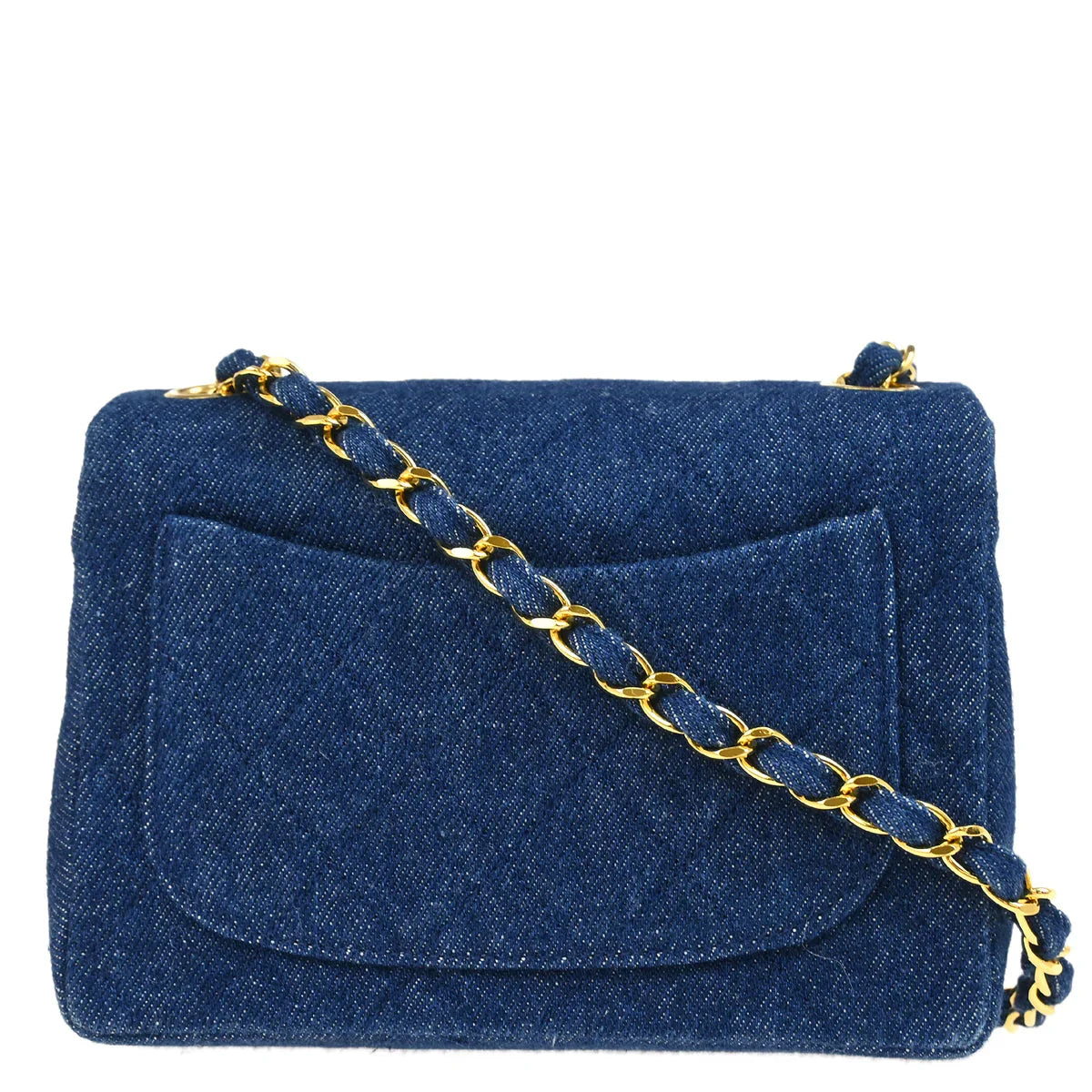 Chanel 1989-1991 Blue Denim Mini Classic Square Flap Shoulder Bag 17