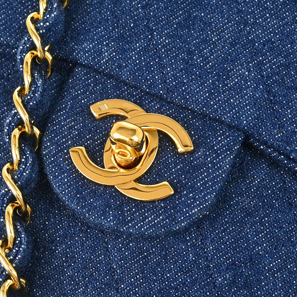 Chanel 1989-1991 Blue Denim Mini Classic Square Flap Shoulder Bag 17