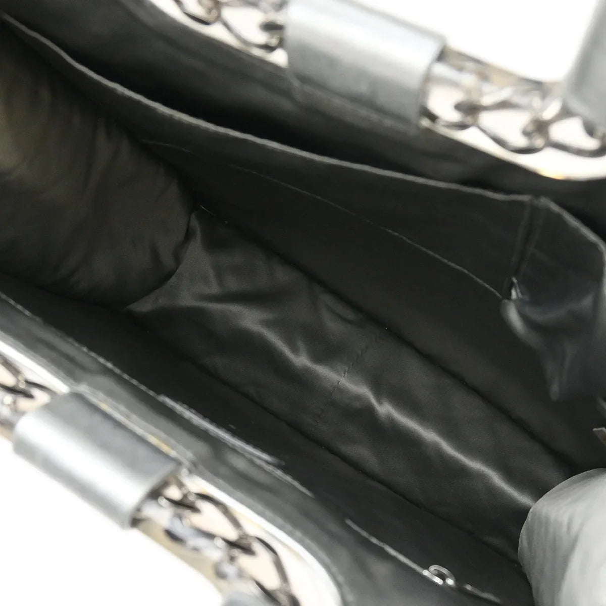 Chanel 2006-2008 Silver Vinyl Ice Cube Tote 2way Shoulder Handbag