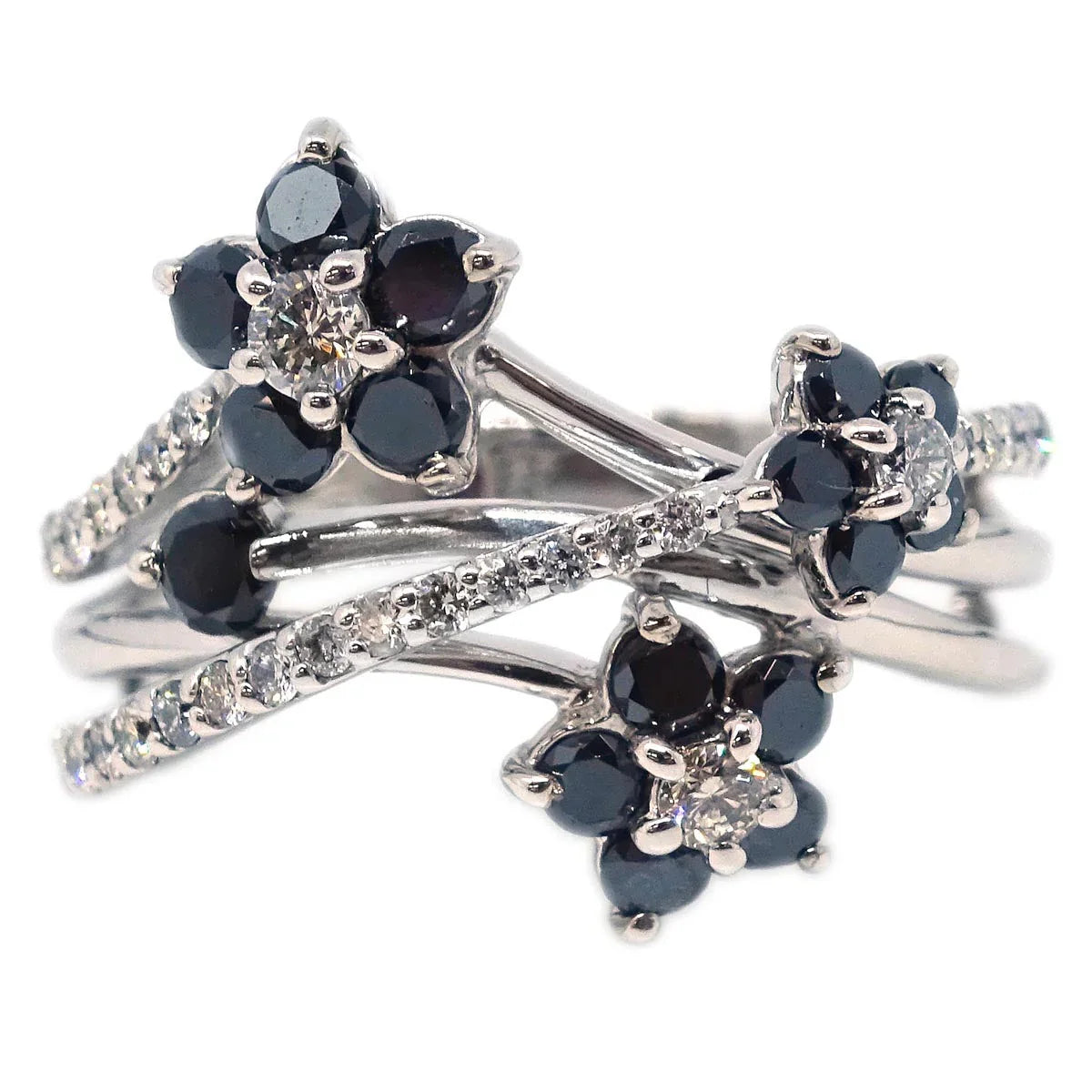 Ring 18KWG Diamond Black Diamond Silver #51
