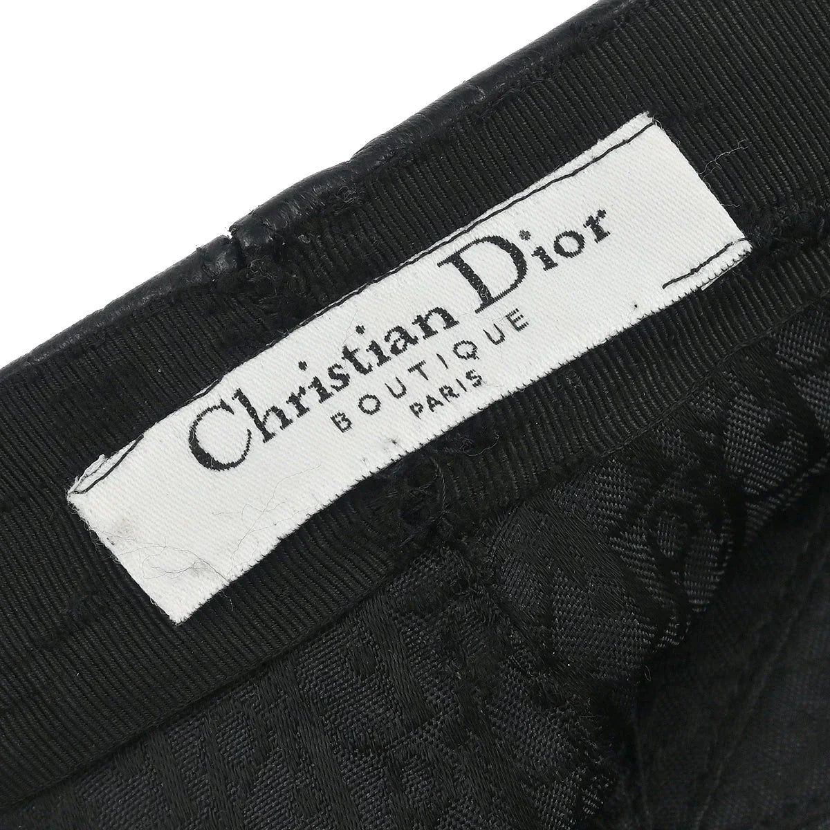 Christian Dior Black Embossed Leather Newsboy Cap Hat Small Good