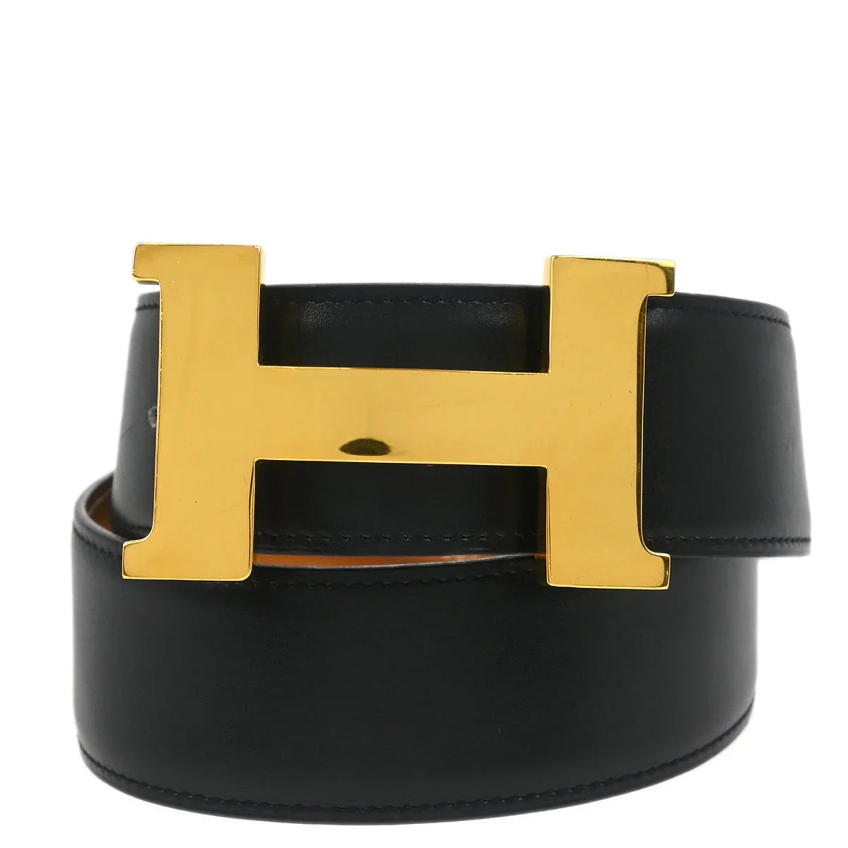 Hermes Black Box Calf Constance Reversible Belt #85 Small Good