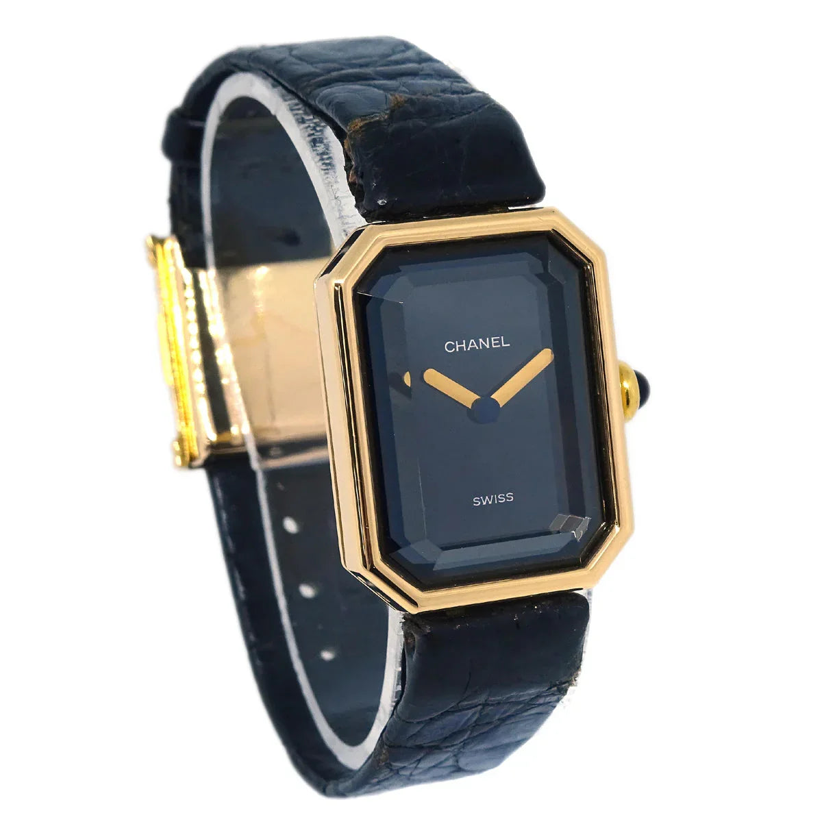 Chanel * Premiere Quartz Watch Black 18KYG Crocodile