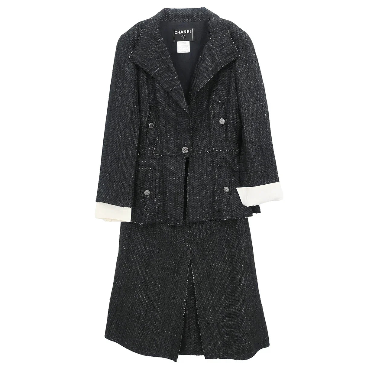 Chanel 2007 Setup Suit Jacket Skirt Black #38