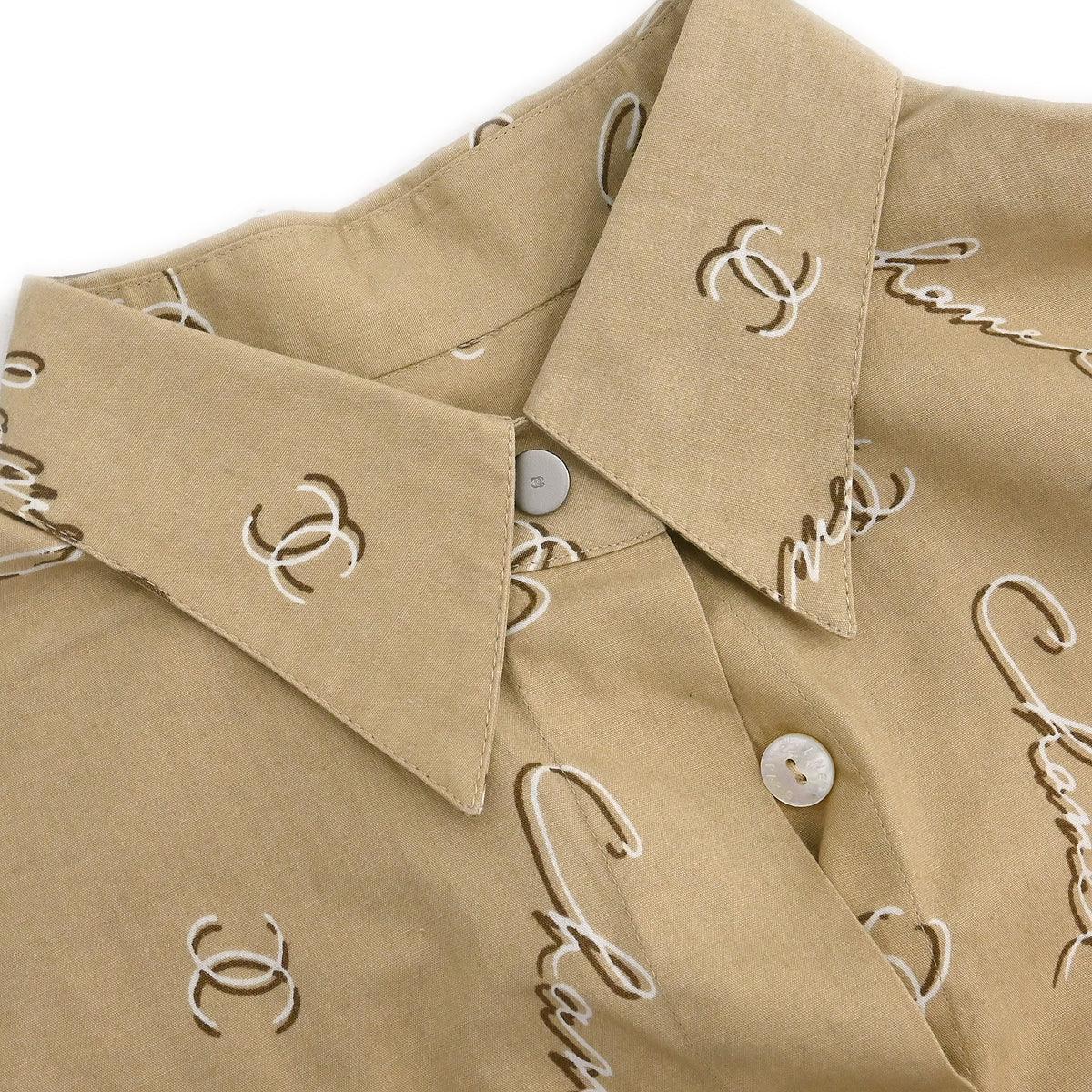 Chanel 1999 Blouse Shirt Top Beige #36