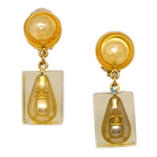 Chanel Dangle Earrings Clip-On Gold 97P
