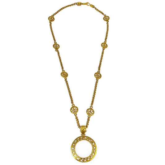 Chanel Loupe Chain Necklace Gold 95A