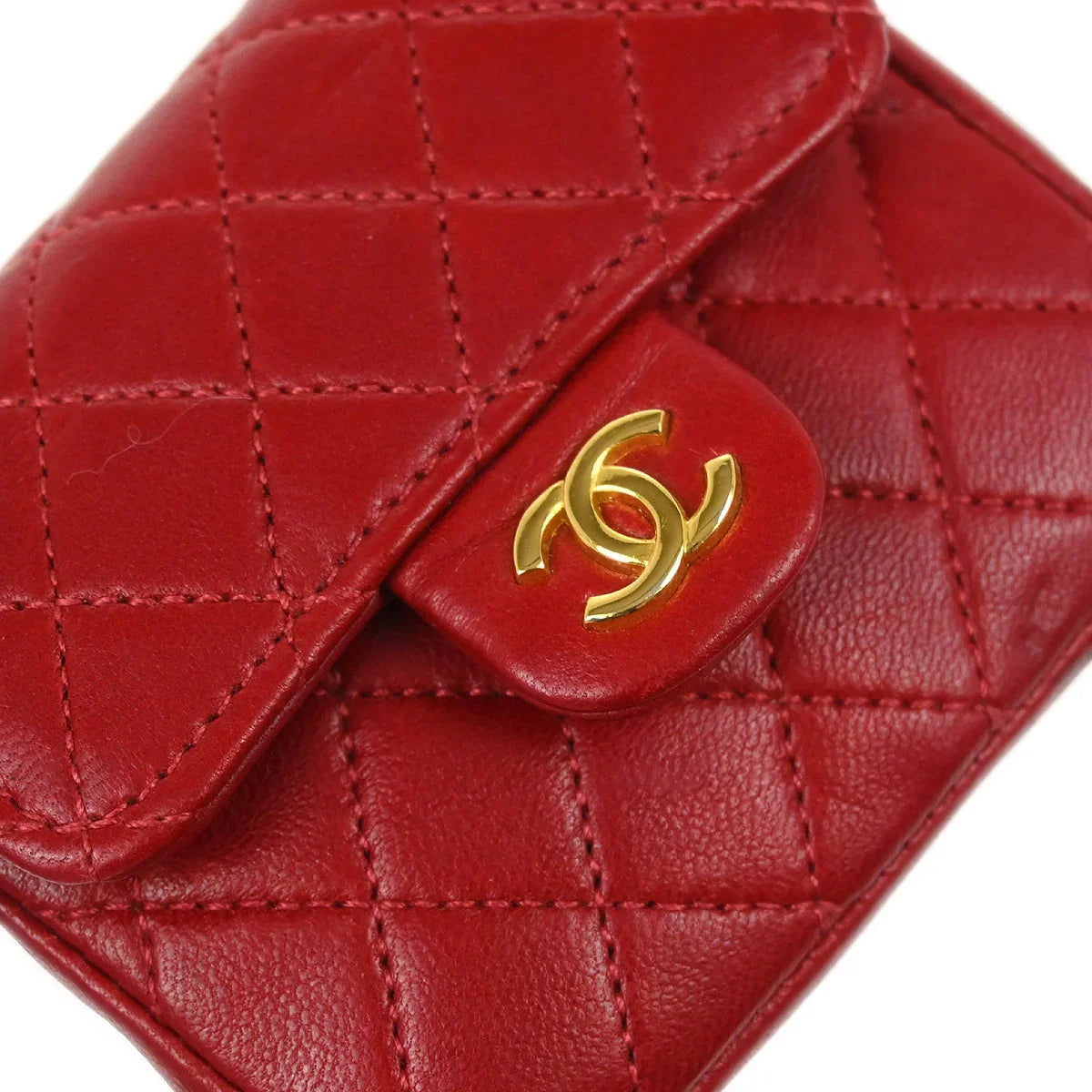 Chanel Red Lambskin Classic Flap Micro Bum Belt Bag