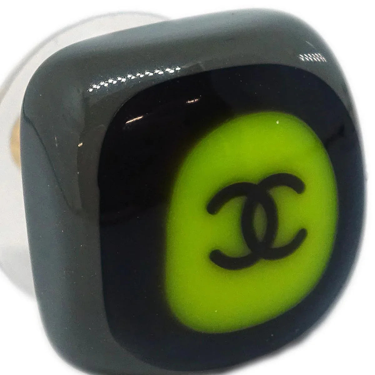 Chanel Gray Piercing Earrings Square 03P