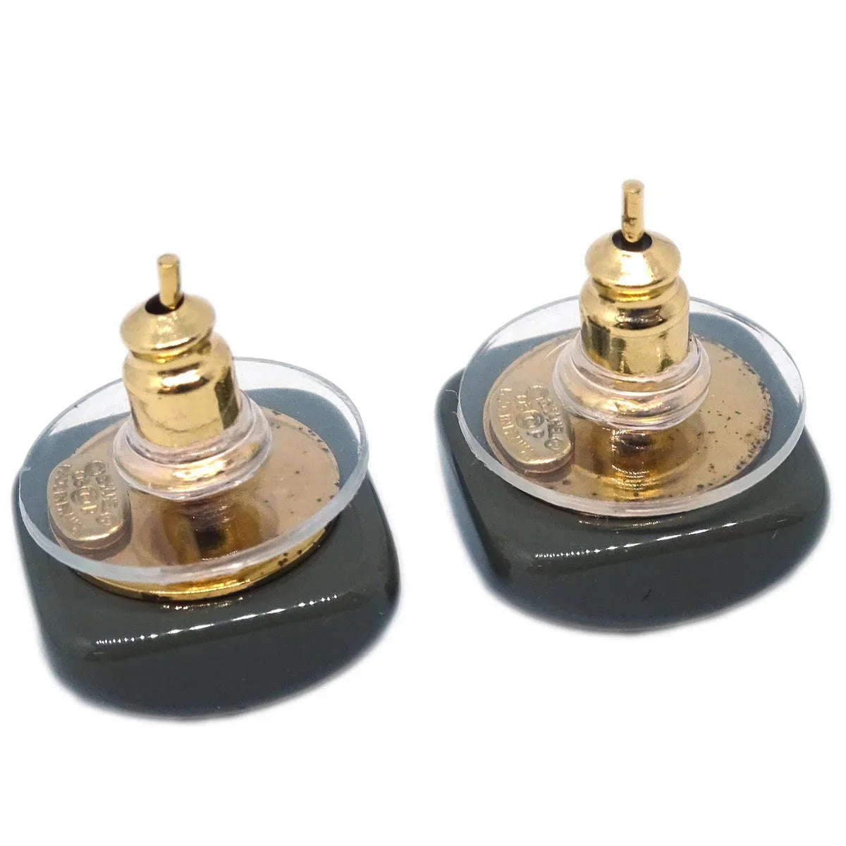 Chanel Gray Piercing Earrings Square 03P