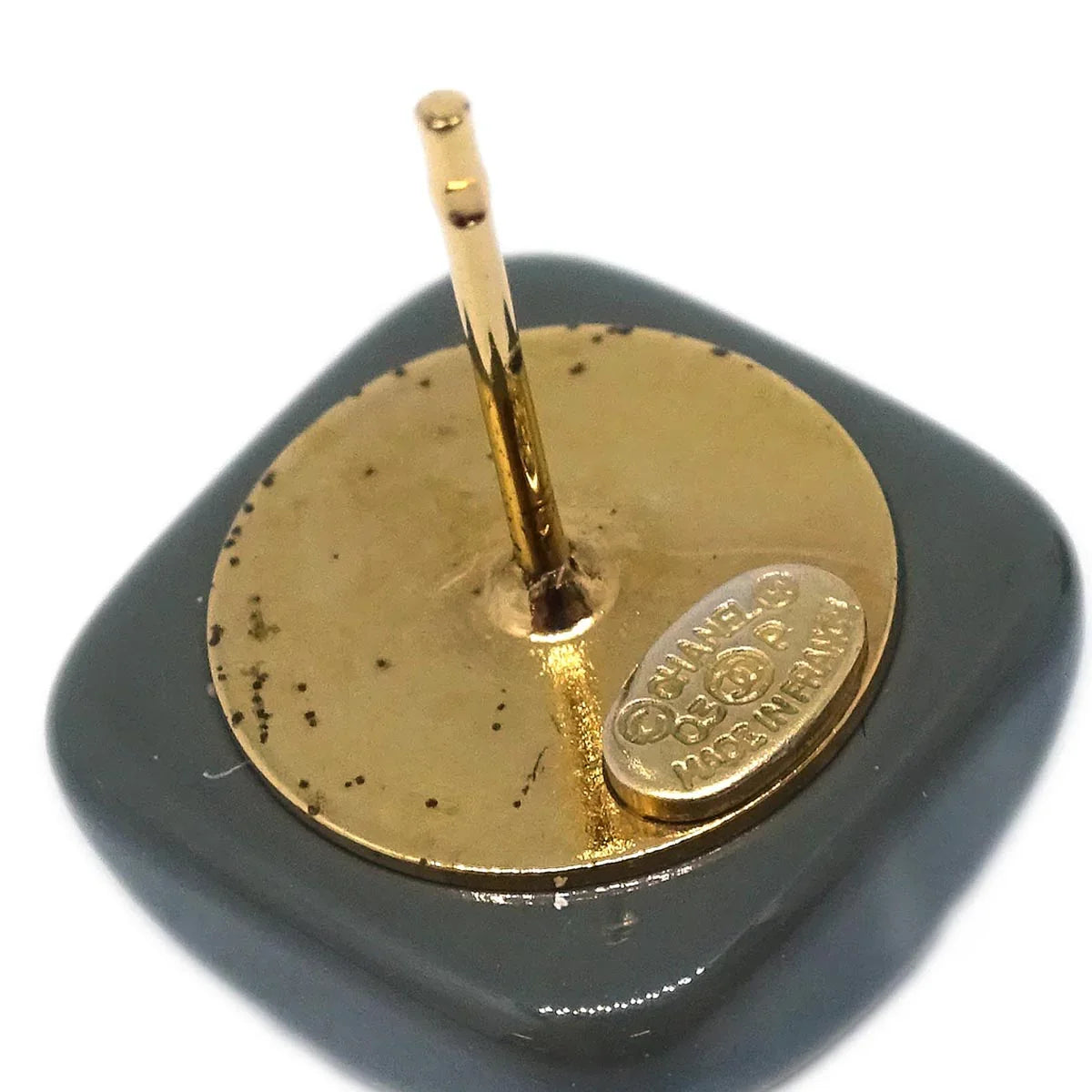 Chanel Gray Piercing Earrings Square 03P