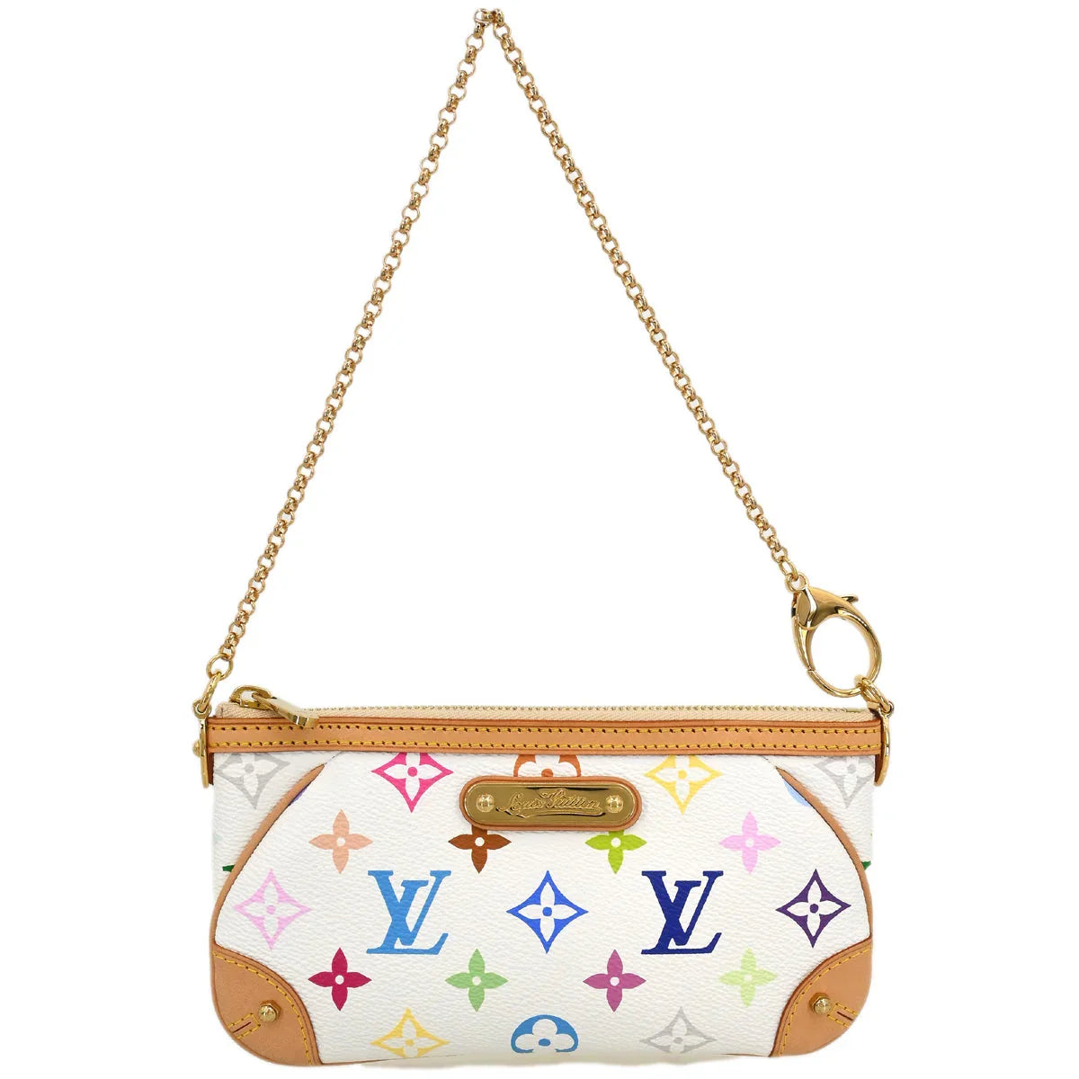 Louis Vuitton 2009 White Multicolor Pochette Milla MM Handbag M60096