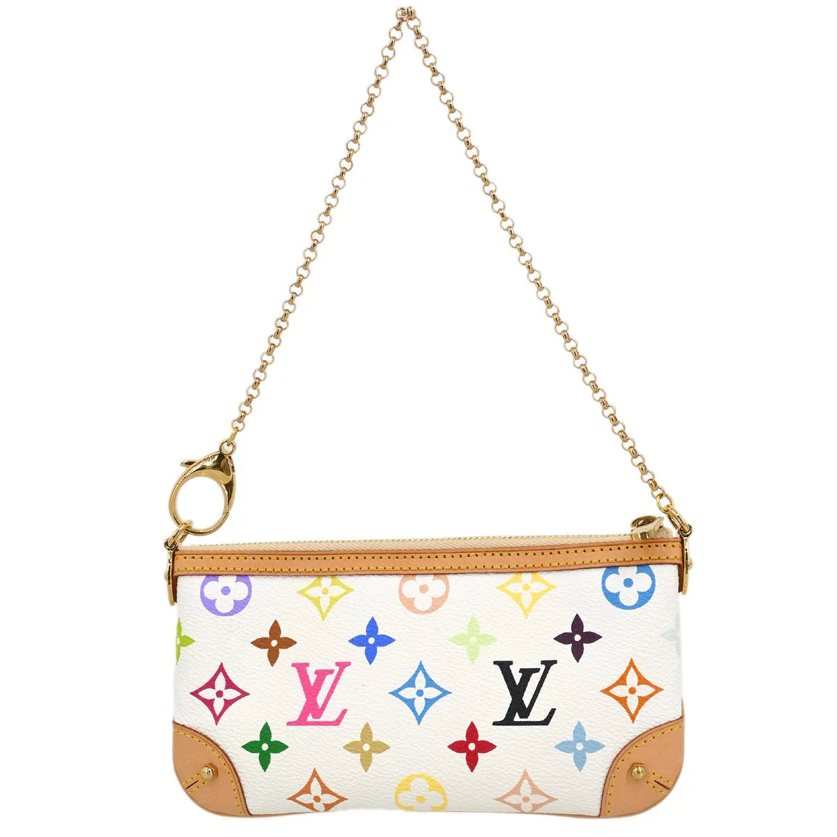 Louis Vuitton 2009 White Multicolor Pochette Milla MM Handbag M60096