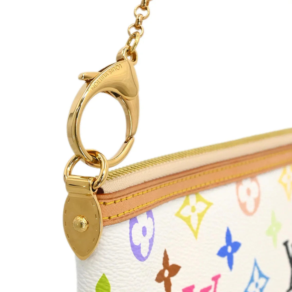 Louis Vuitton 2009 White Multicolor Pochette Milla MM Handbag M60096