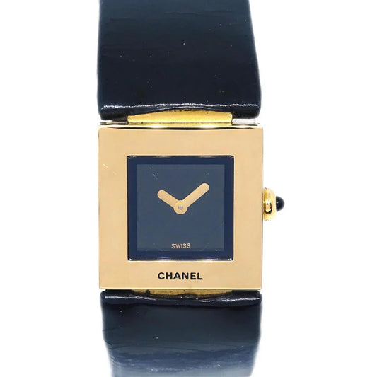 Chanel Matelasse Watch 18KYG Black