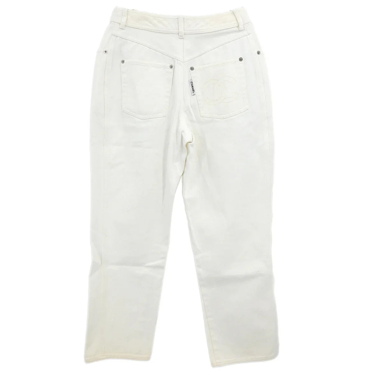 Chanel Long Denim Pants White #36