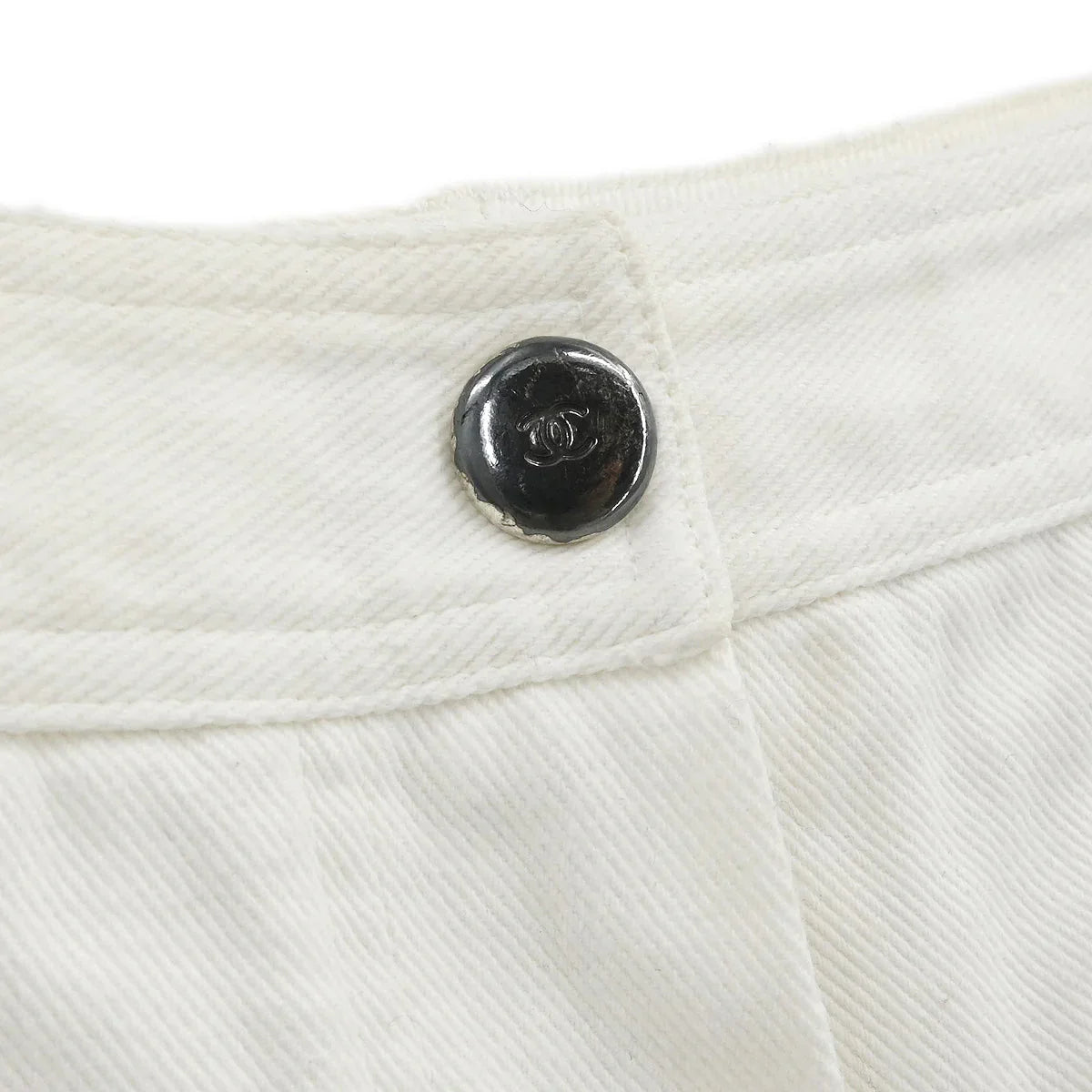 Chanel Long Denim Pants White #36