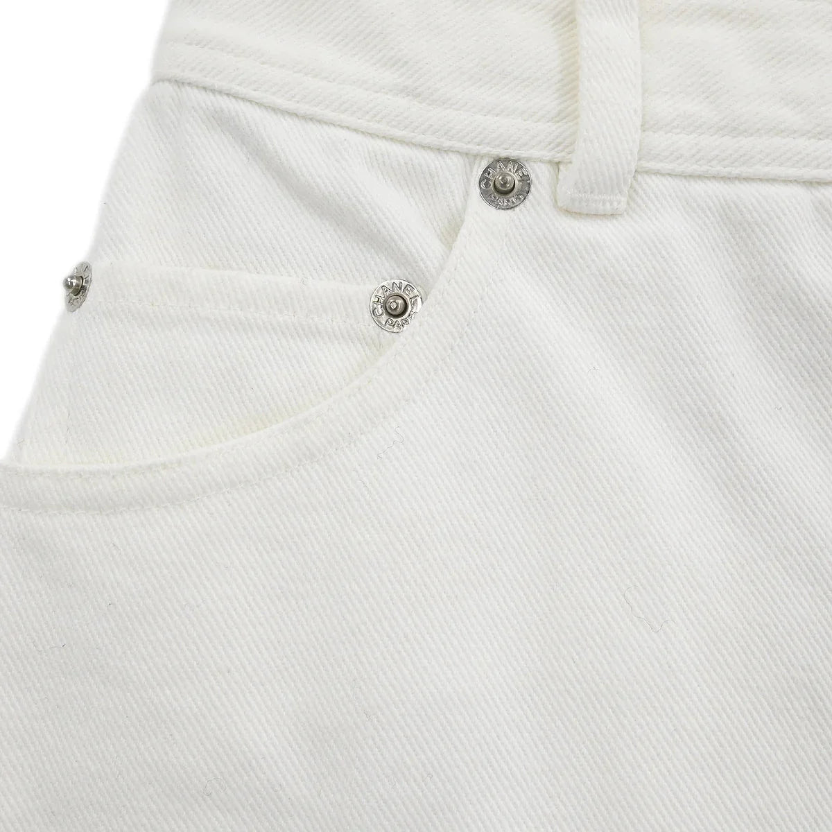 Chanel Long Denim Pants White #36