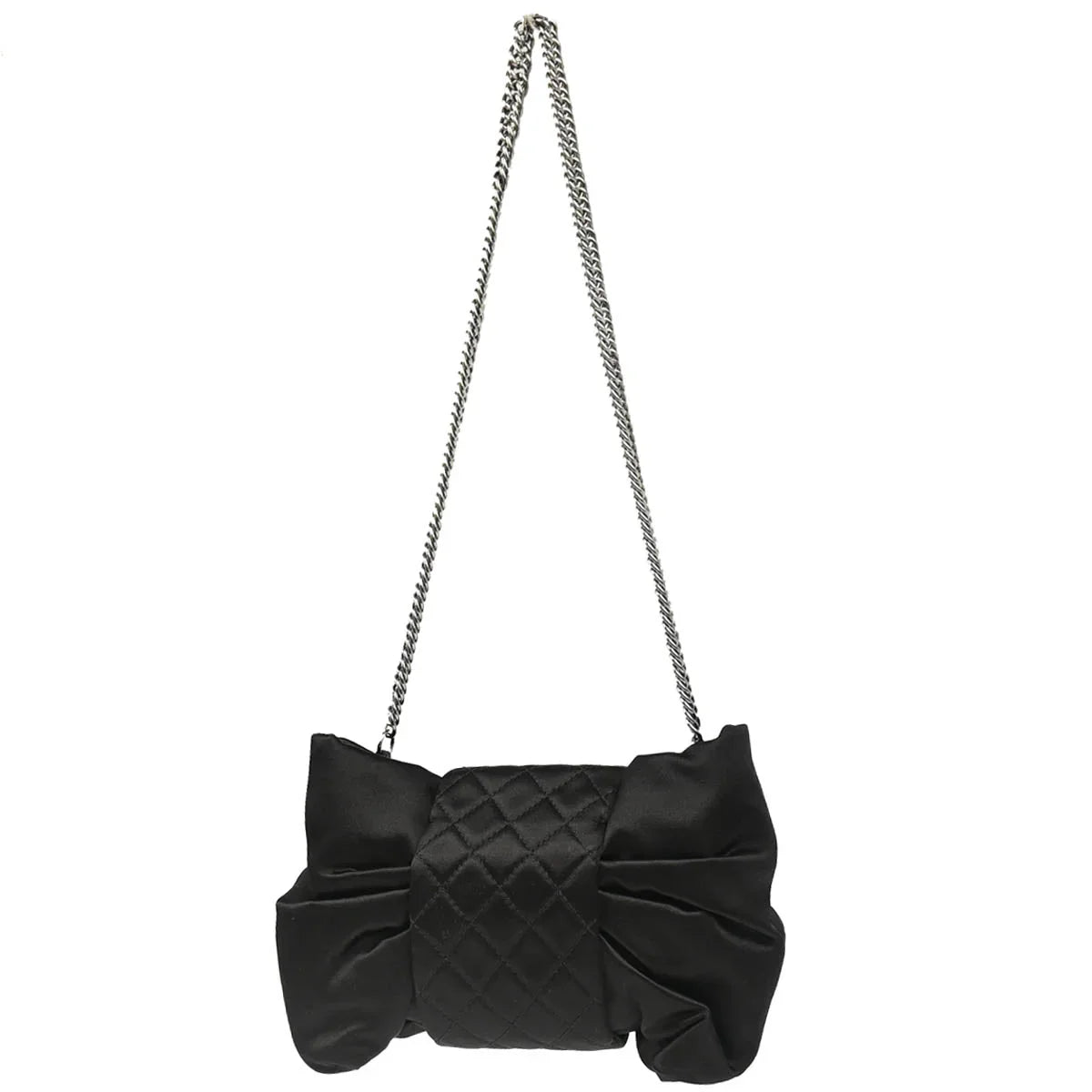 Chanel 2006-2008 Black Satin Bow Shoulder Bag