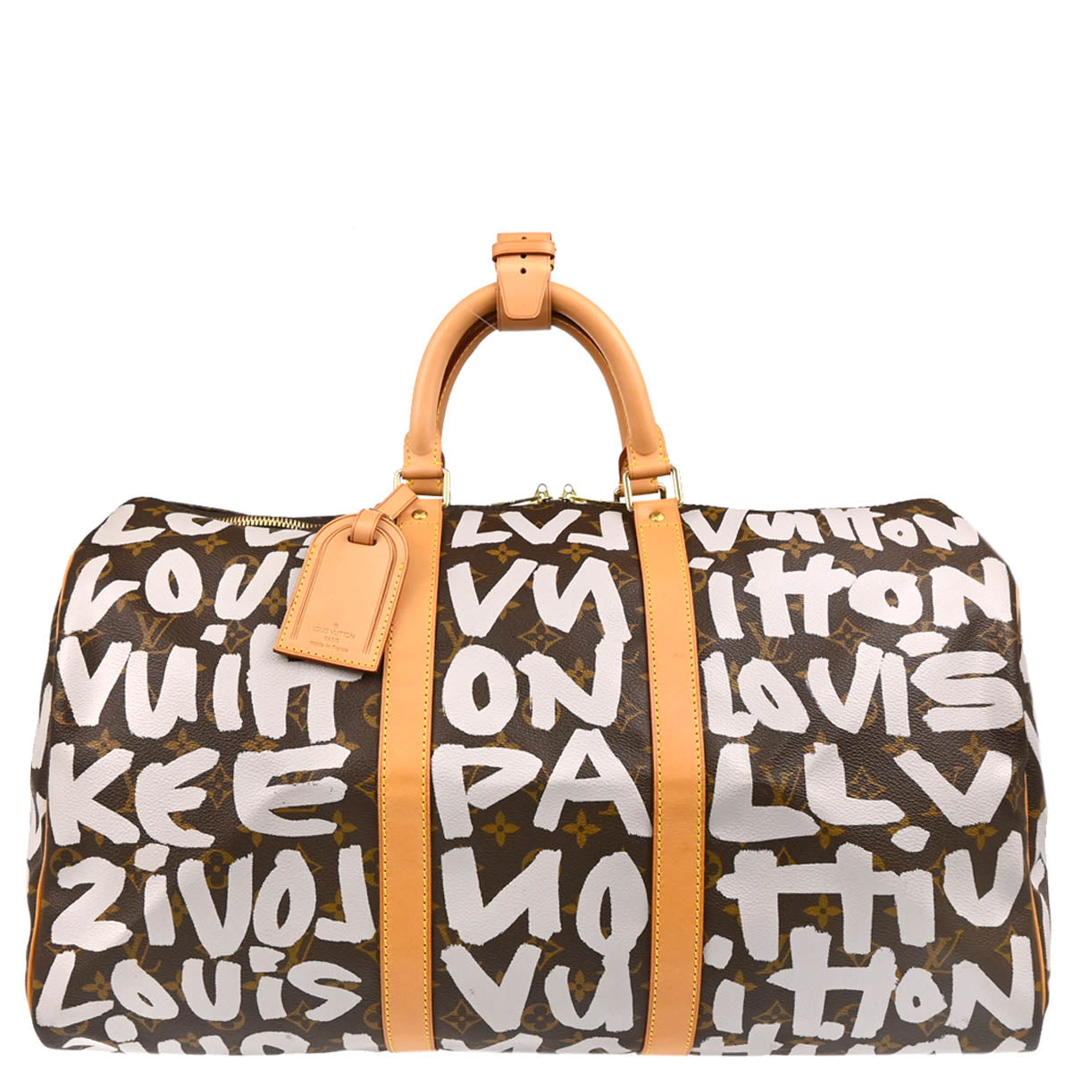 Louis Vuitton 2001 White Monogram Graffiti Keepall 50 Duffle Bag M92197
