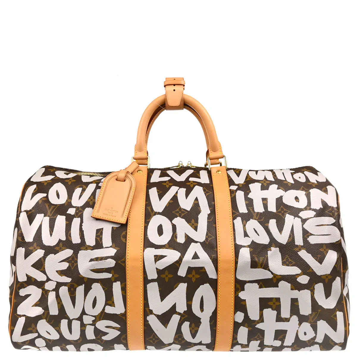 Louis Vuitton 2001 White Monogram Graffiti Keepall 50 Duffle Bag M92197