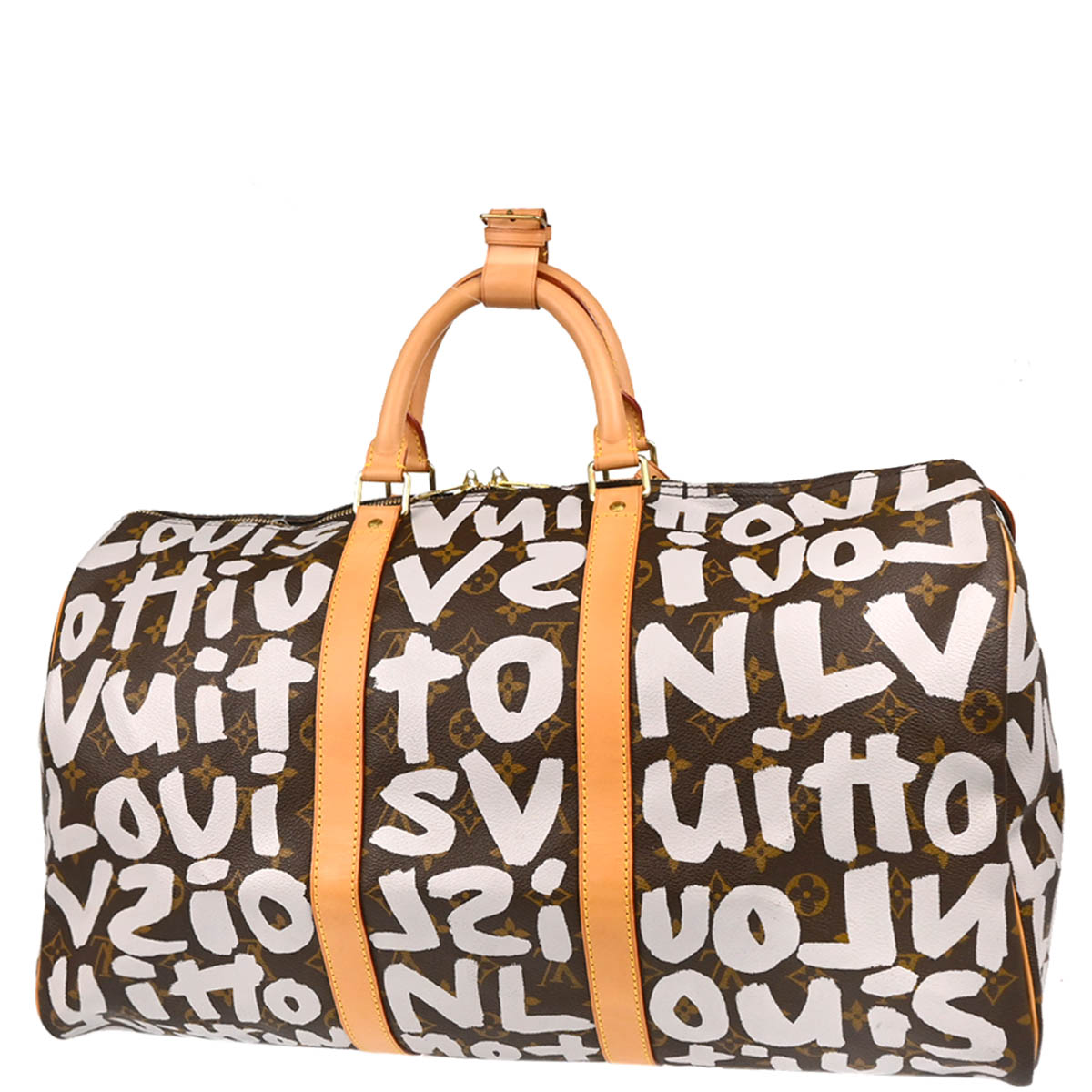 Louis Vuitton 2001 White Monogram Graffiti Keepall 50 Duffle Bag M92197