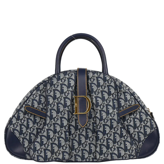 Christian Dior 2000 Navy Double Saddle Trotter Handbag
