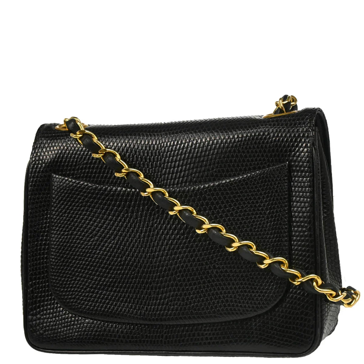 Chanel * 1989-1991 Black Lizard Shoulder Bag