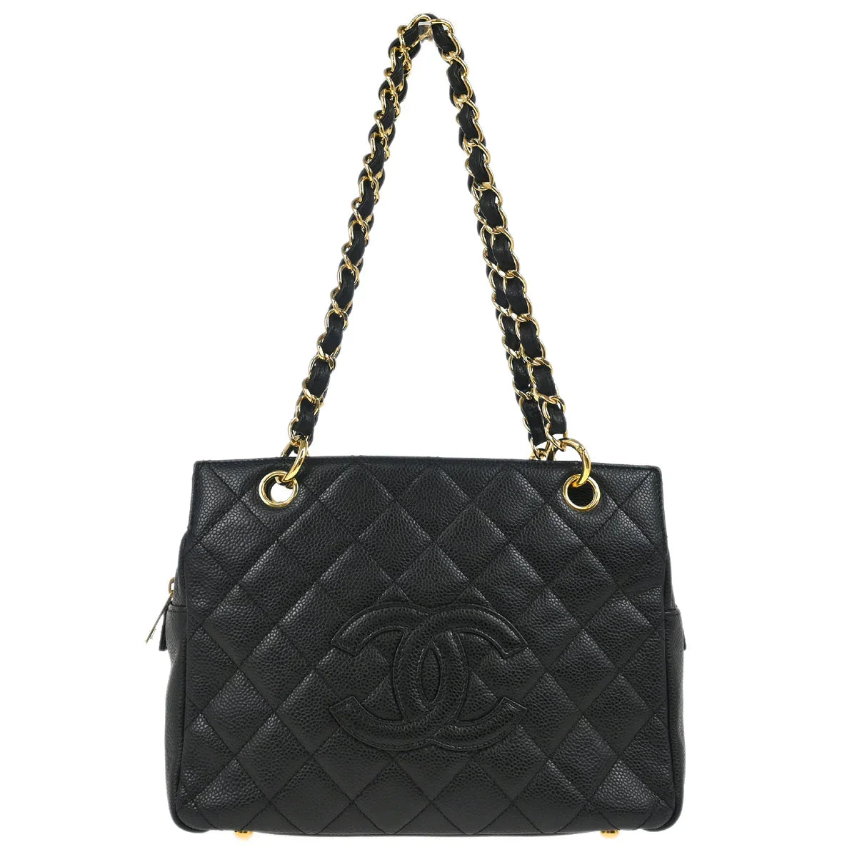 Chanel 2008-2009 Black Caviar Petite Timeless Tote PTT Chain Handbag