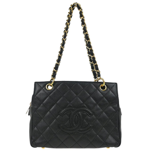 Chanel 2008-2009 Black Caviar Petite Timeless Tote PTT Chain Handbag