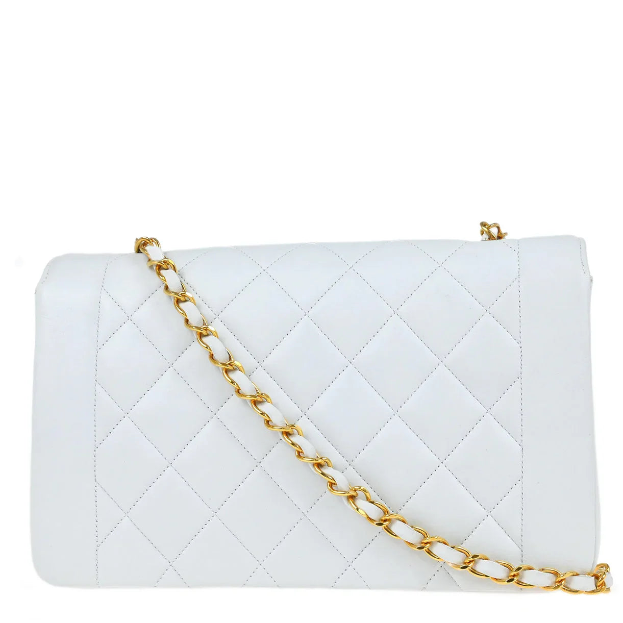 Chanel * 1994-1996 White Lambskin Medium Diana Shoulder Bag