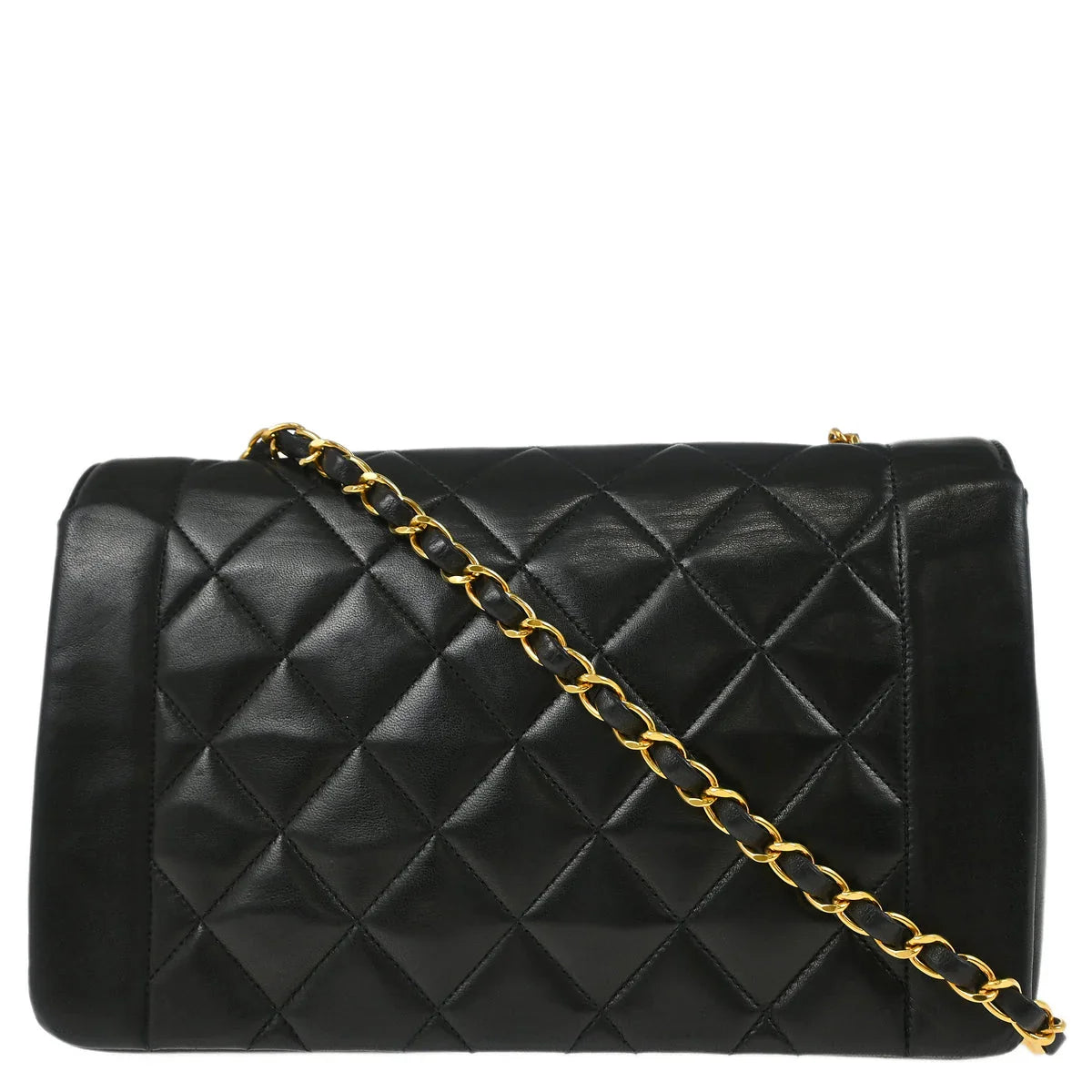Chanel 1994-1996 Black Lambskin Medium Diana Shoulder Bag