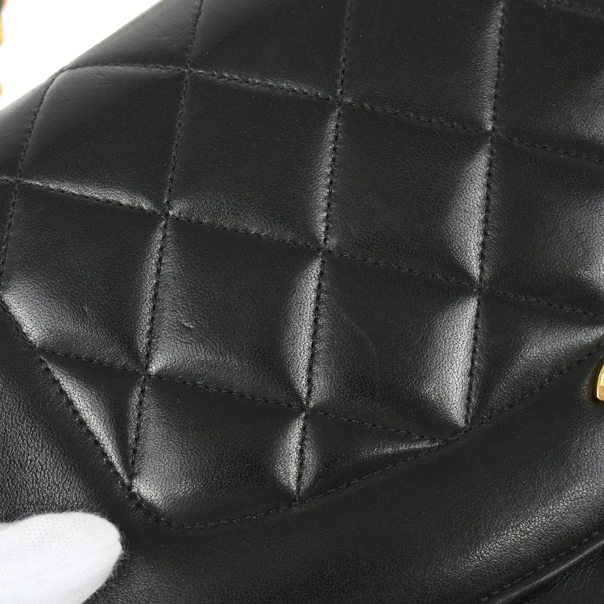 Chanel 1994-1996 Black Lambskin Medium Diana Shoulder Bag