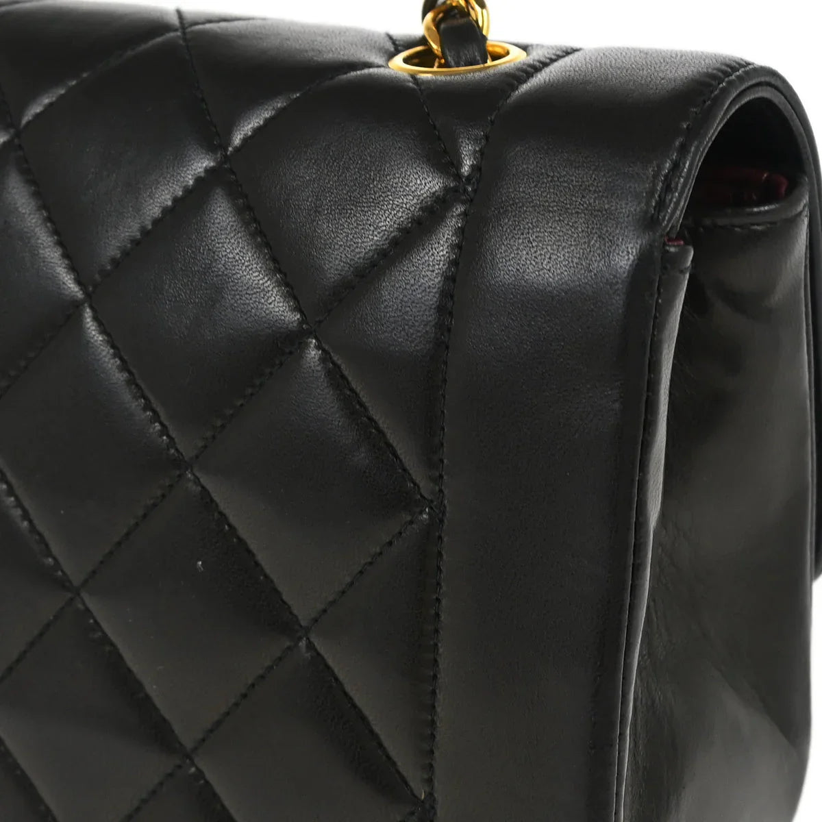 Chanel 1994-1996 Black Lambskin Small Diana Shoulder Bag