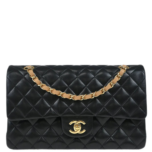 Chanel Black Lambskin Medium Classic Double Flap Shoulder Bag