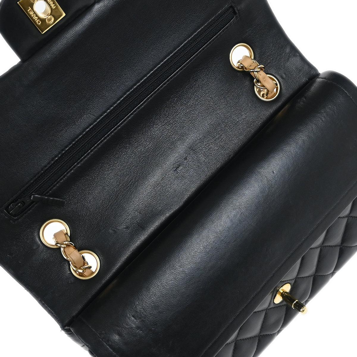 Chanel Black Lambskin Medium Classic Double Flap Shoulder Bag